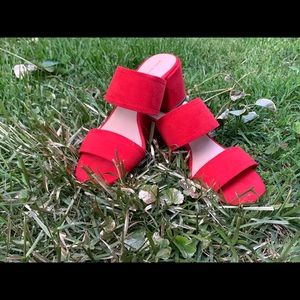 Red block heels
